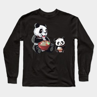 Panda,Mommy panda and baby panda eats ramen,ramen lover Long Sleeve T-Shirt